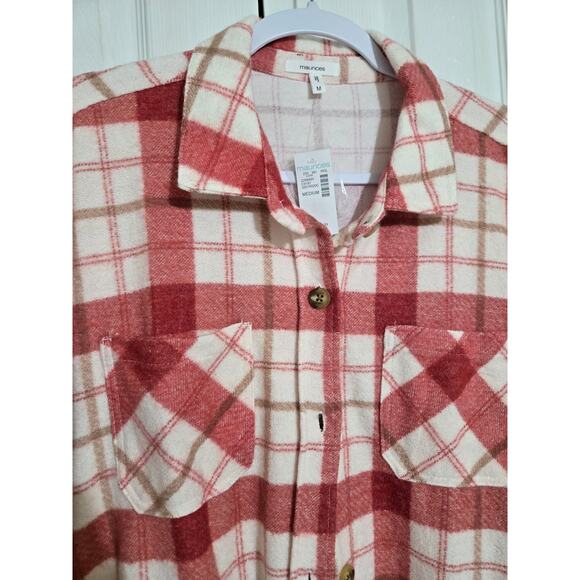 Maurices medium women's red and white button up flannel long sleeve new w tags - Picture 4 of 11